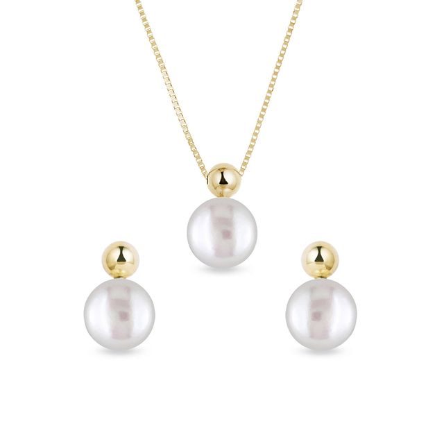 MODERN PEARL JEWELRY SET MADE OF YELLOW GOLD - JEWELRY SETS - FINE JEWELRY