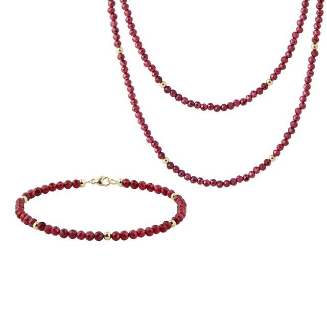 GARNET SET OF BRACELET AND NECKLACE IN GOLD - JEWELRY SETS - FINE JEWELRY