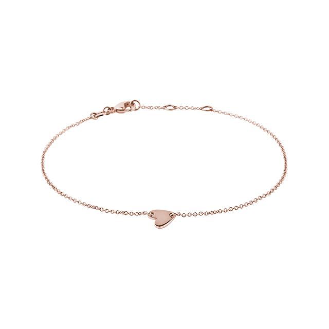 BRACELET EN OR ROSE AVEC BRELOQUE EN FORME DE CŒUR - BRACELETS EN OR ROSE - BRACELETS