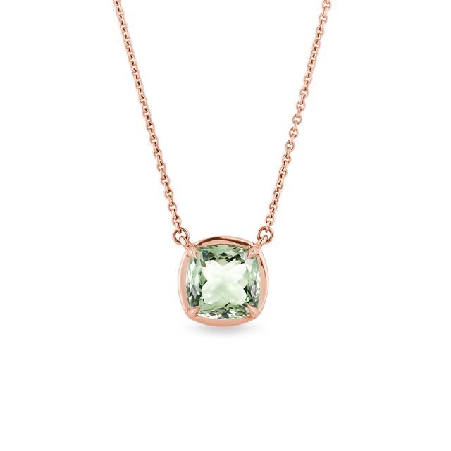 COLLIER FORGÉ EN OR ROSE AVEC AMÉTHYSTE VERTE - COLLIERS AVEC AMÉTHYSTE - COLLIERS