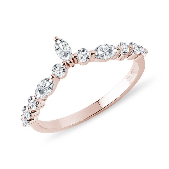 DIAMOND RING MADE OF 14K ROSE GOLD - WOMEN'S WEDDING RINGS - WEDDING RINGS