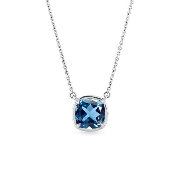 NECKLACE WITH TOPAZ IN 14K WHITE GOLD - TOPAZ NECKLACES - NECKLACES