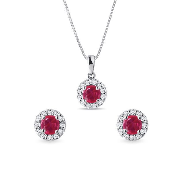 RUBY JEWELLERY SET IN WHITE GOLD - JEWELLERY SETS - FINE JEWELLERY