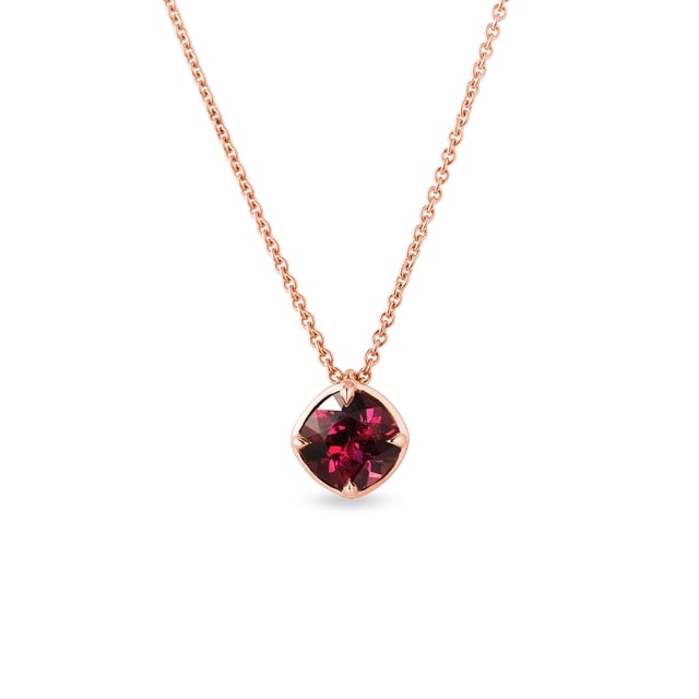 NECKLACE IN ROSE GOLD WITH RHODOLITE - GEMSTONE NECKLACES - NECKLACES