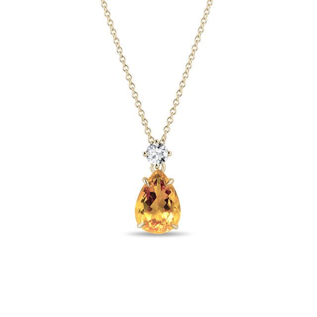 CITRINE AND DIAMOND NECKLACE IN YELLOW GOLD - CITRINE NECKLACES - NECKLACES