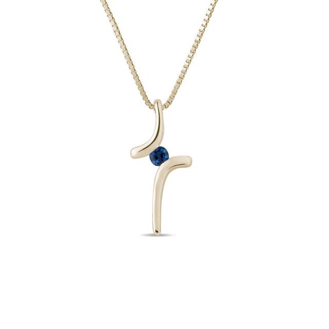 BLUE SAPPHIRE CROSS NECKLACE IN YELLOW GOLD - SAPPHIRE NECKLACES - NECKLACES