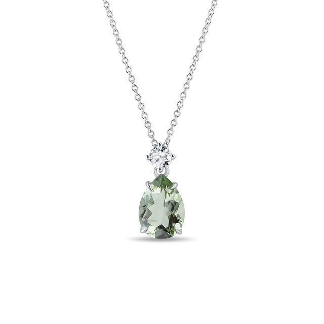 GREEN AMETHYST NECKLACE IN WHITE GOLD - AMETHYST NECKLACES - NECKLACES