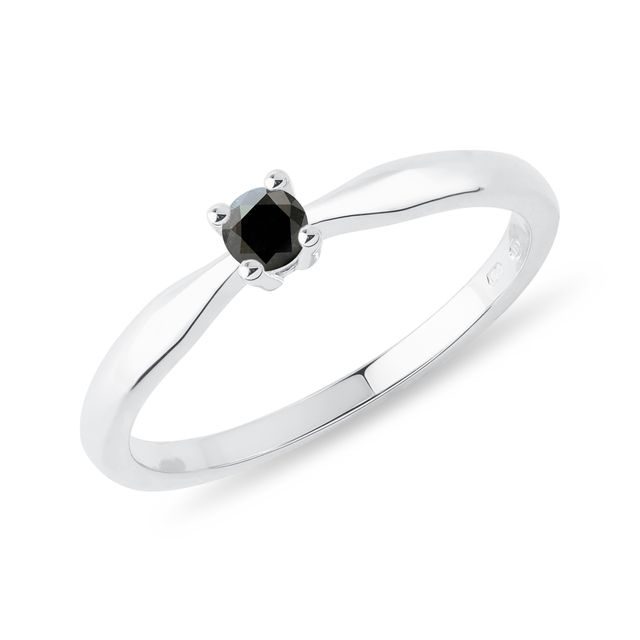 BAGUE DE FIANÇAILLES MÉTAL OR BLANC AVEC DIAMANT NOIR - BAGUES DE FIANÇAILLES AVEC DIAMANTS DE COULEUR - BAGUES DE FIANÇAILLES