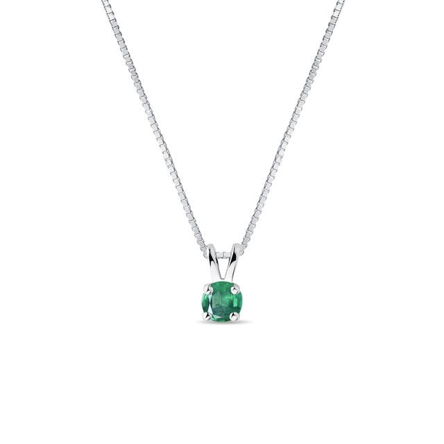 WHITE GOLD EMERALD NECKLACE - EMERALD NECKLACES - NECKLACES