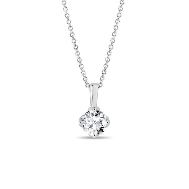 WHITE GOLD NECKLACE WITH 1CT LAB GROWN DIAMOND - DIAMOND NECKLACES - NECKLACES