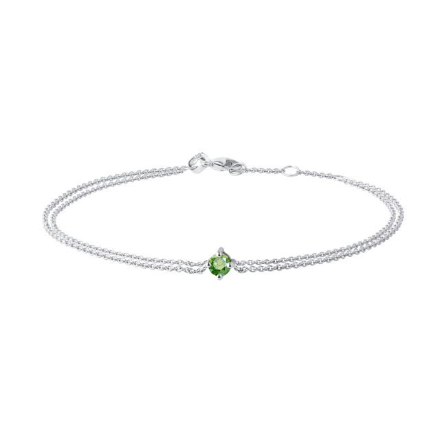 GREEN DIAMOND DOUBLE CHAIN BRACELET IN WHITE GOLD - DIAMOND BRACELETS - BRACELETS