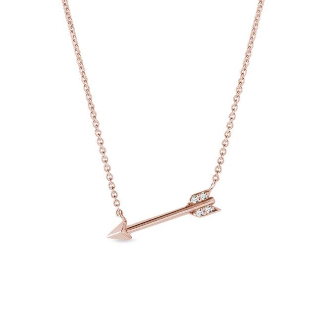 ARROW NECKLACE WITH DIAMONDS IN ROSE GOLD - DIAMOND NECKLACES - NECKLACES