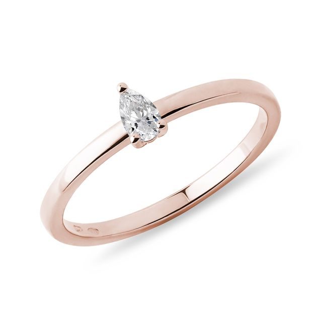PEAR SHAPE DIAMOND ROSE GOLD RING - DIAMOND ENGAGEMENT RINGS - ENGAGEMENT RINGS