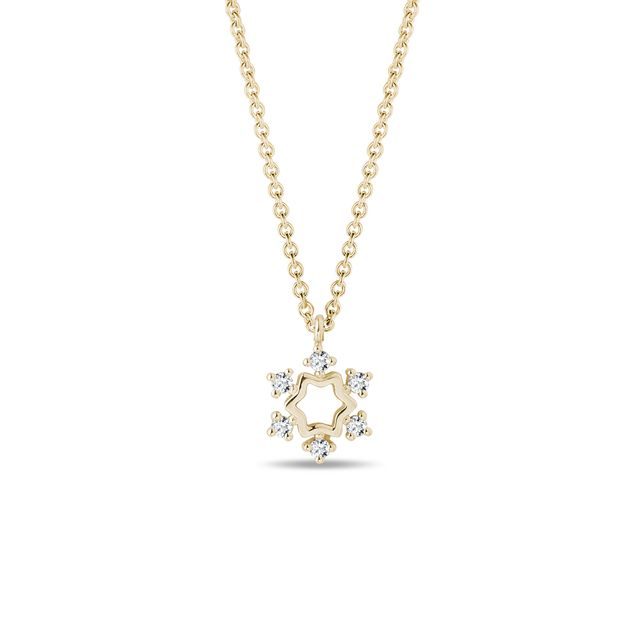 SNOWFLAKE DIAMOND NECKLACE IN 14K YELLOW GOLD - DIAMOND NECKLACES - NECKLACES