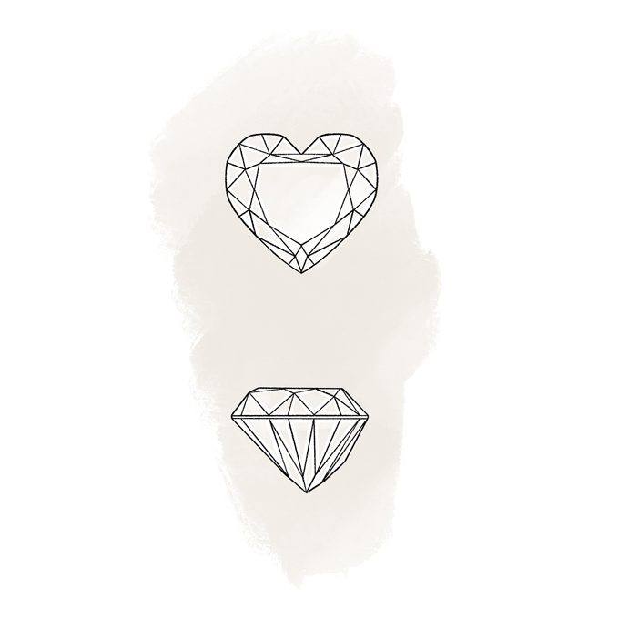 diamantový prsten s diamantem ve tvaru srdce v bílém zlatě - KLENOTA