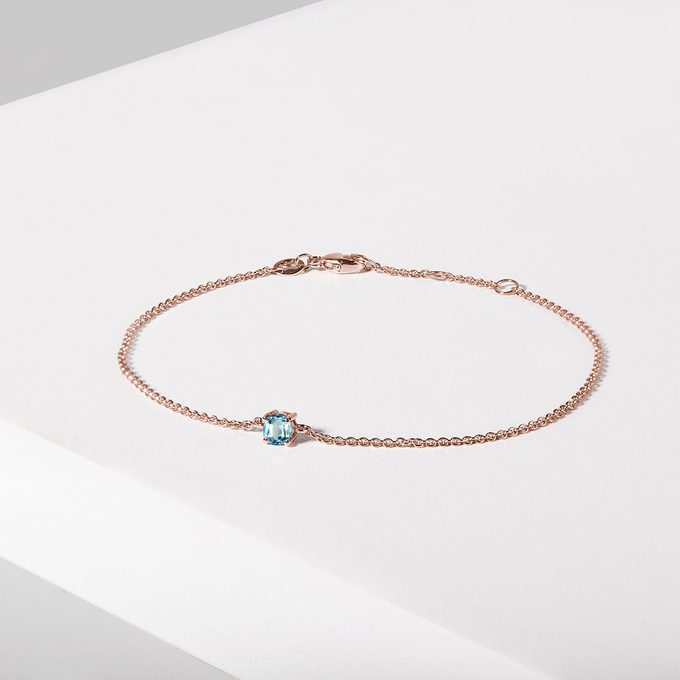 Minimalistický náramek z růžového zlata s topazem - KLENOTA
