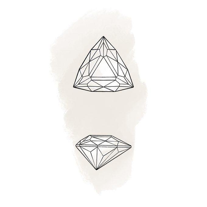 luxusní diamantový prsten v brusu trilion v bílém zlatě - KLENOTA