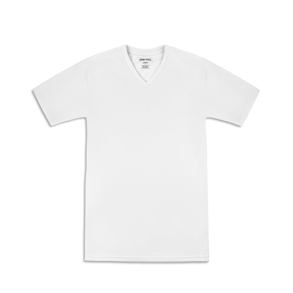 V-neck tričko John & Paul — Bílé