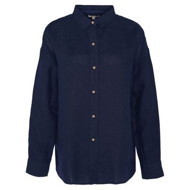 Barbour Hampton Relaxed Linen Shirt — Classic Navy