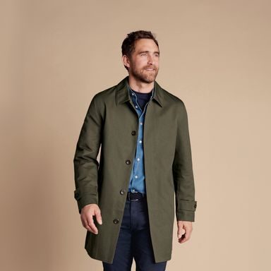 Charles Tyrwhitt Showerproof Cotton Raincoat — Olive