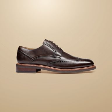 Charles Tyrwhitt Leather Oxford Brogue Shoes — Black