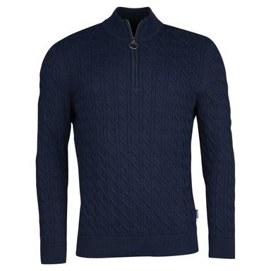 Barbour Cable Knit Half Zip Jumper — Navy