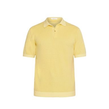 KnowledgeCotton Apparel Two-toned Knitted Polo Shirt — Mist Yellow