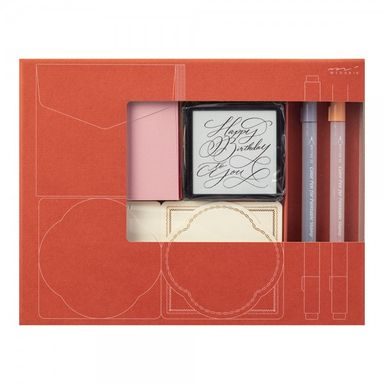 Sada samonamáčecích razítek Midori Paintable Stamp Kit Happy Birthday: 70th Limited Edition