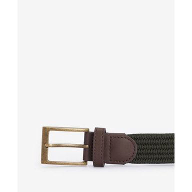 Barbour Albyn Leather Webbing Belt — Khaki Green