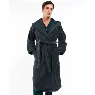 Bavlněný župan Barbour Angus Dress Gown - Charcoal