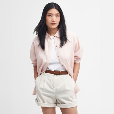 Barbour Hampton Relaxed Linen Shirt — Primrose Pink