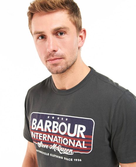 Bavlněné tričko Barbour International Tanner Tee - Night Grey