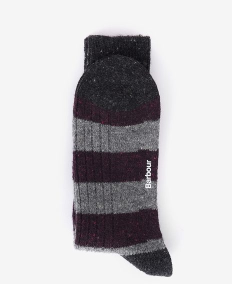 Barbour Houghton Stripe Socks — Fig/AsphaLight