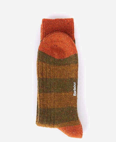 Barbour Houghton Stripe Socks — Olive/Butternut