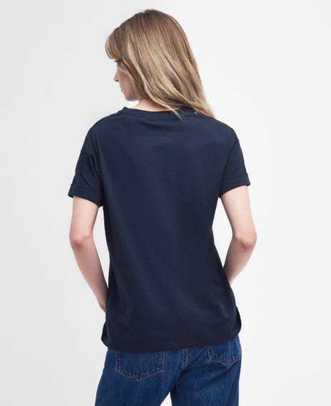 Barbour Longfield Floral T-Shirt — Classic Navy