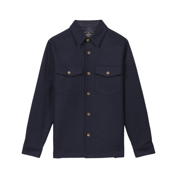 Portuguese Flannel Wool Field Overshirt — Navy