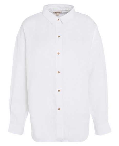 Barbour Hampton Relaxed Linen Shirt — Classic White