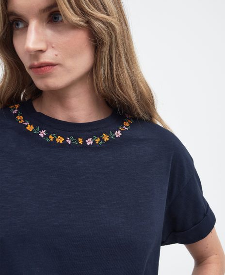 Barbour Longfield Floral T-Shirt — Classic Navy