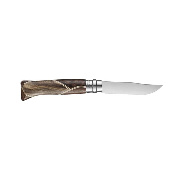 Zavírací nůž Opinel VRI N°08 Inox s uměleckou rukojetí ze 4 druhů dřeva