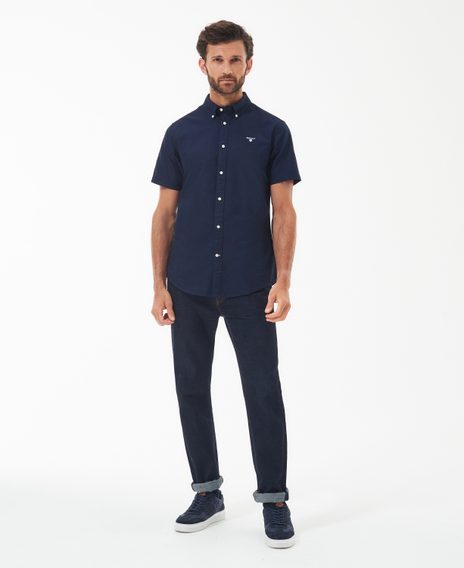 Barbour Oxford Short Sleeve Tailored Shirt — Classic Navy