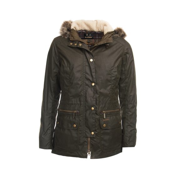 Barbour Kelsall Waxed Cotton Parka Jacket — Olive