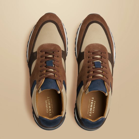 Charles Tyrwhitt Suede and Textile Sneakers — Walnut Brown