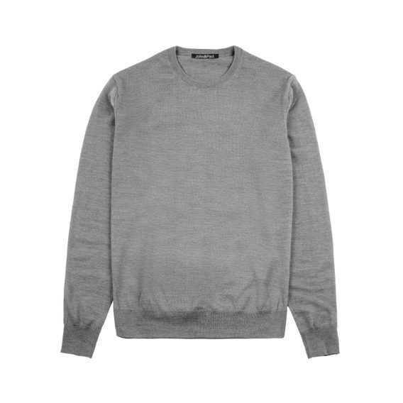 John & Paul svetr z merino vlny — šedý (U-neck)