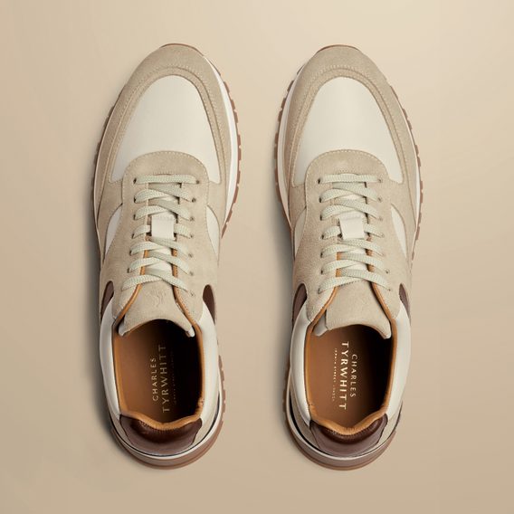 Charles Tyrwhitt Leather and Suede Sneakers — Cream
