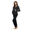 Luxusní těhotenské pyžamo s dlouhými rukávy - černé