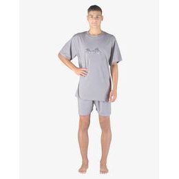 GINA pánské pyžamo krátké pánské, šité, s potiskem Pyžama 2023 79154P - šedá tm. šedá