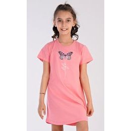 Dětská noční košile s krátkým rukávem Motýl - lososová