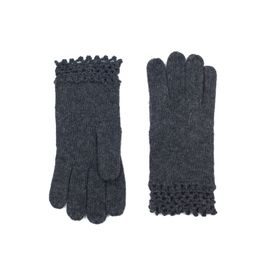 Vlněné rukavičky s krajkou šedé