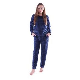 Dámské hřejivé pyžamo 669 tmavě modré