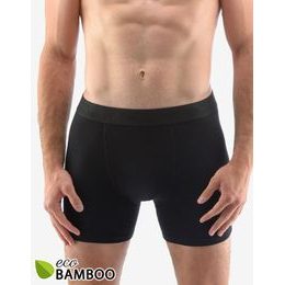 GINA pánské boxerky s delší nohavičkou, delší nohavička, šité, jednobarevné Eco Bamboo 74160P - černá